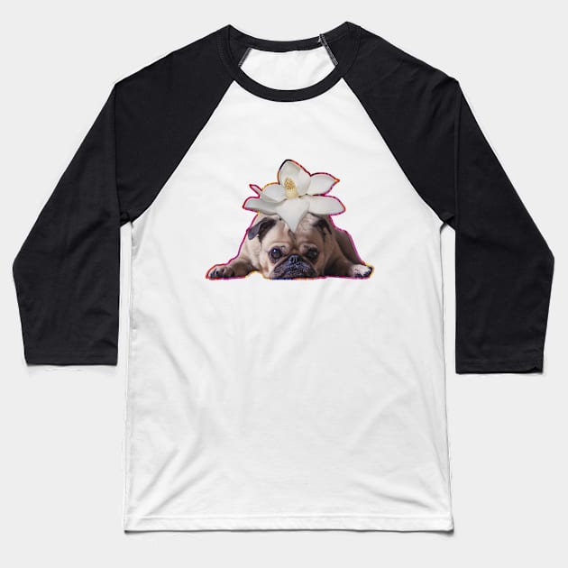 Flower pug Baseball T-Shirt by FreshTeas